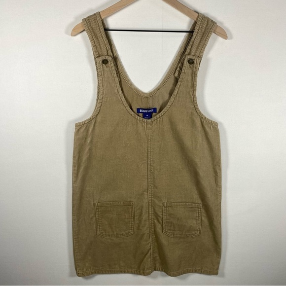 Corduroy Overall Dress MEDIUM grunge Vintage y2k 90s Tan Brown camel - Picture 1 of 10